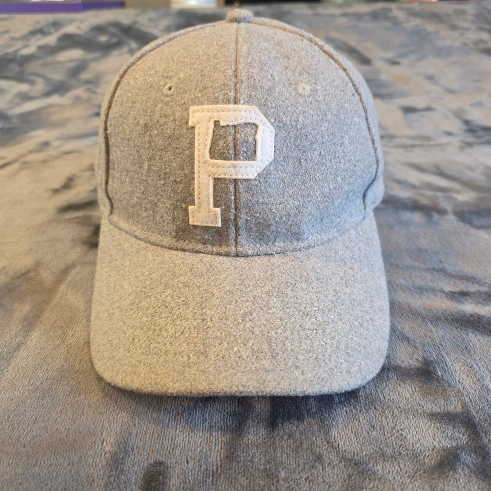 Portland Gear Grey Wool Blend Strapback Hat Leather Strap Embroidered P Logo